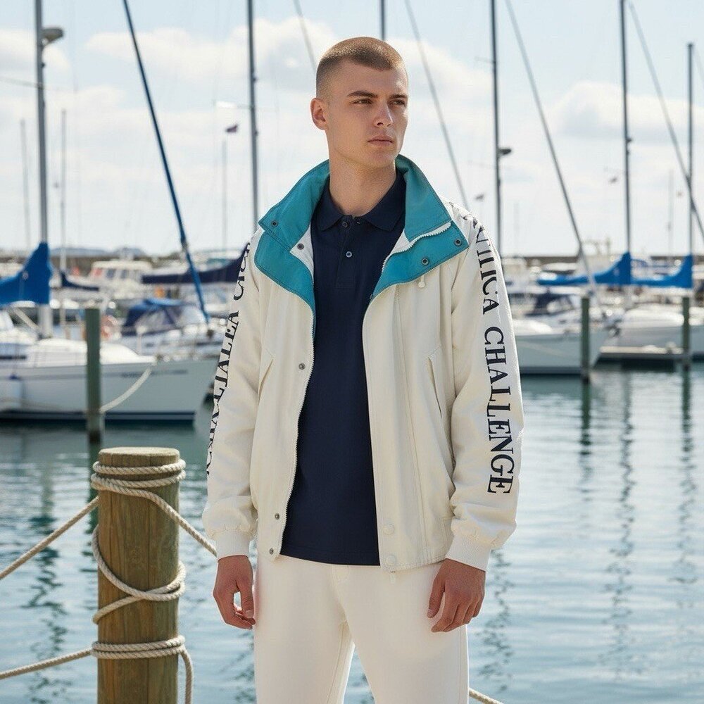 Vintage 80s 90s Nautica Challenge Mens XL White Sailing Zip Windbreaker Jacket